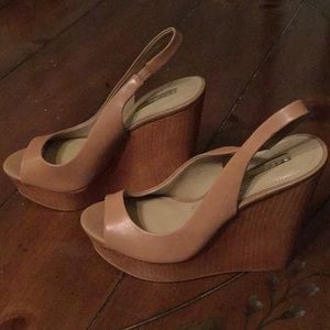 BCBG tan wedge sandals - Size 7